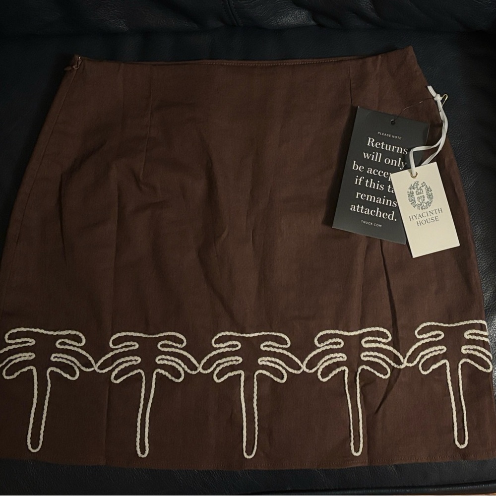 Brown & Cream Embroidery Palm Mini Skirt - Picture 3 of 4